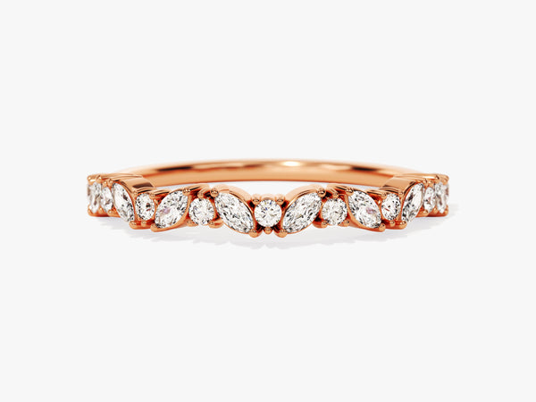 Marquise and Round Bold Moissanite Wedding Band