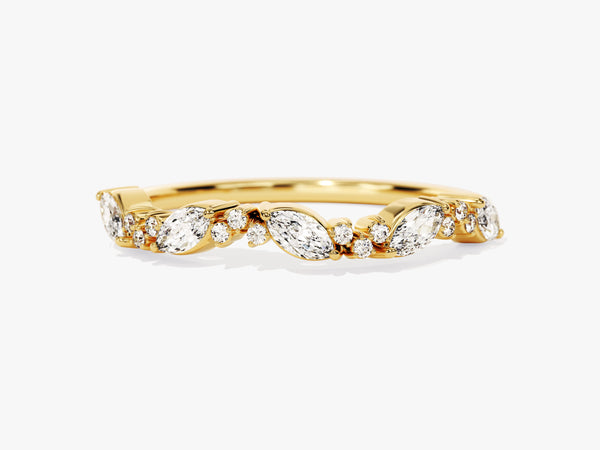 Marquise and Round Cluster Diamond Wedding Band