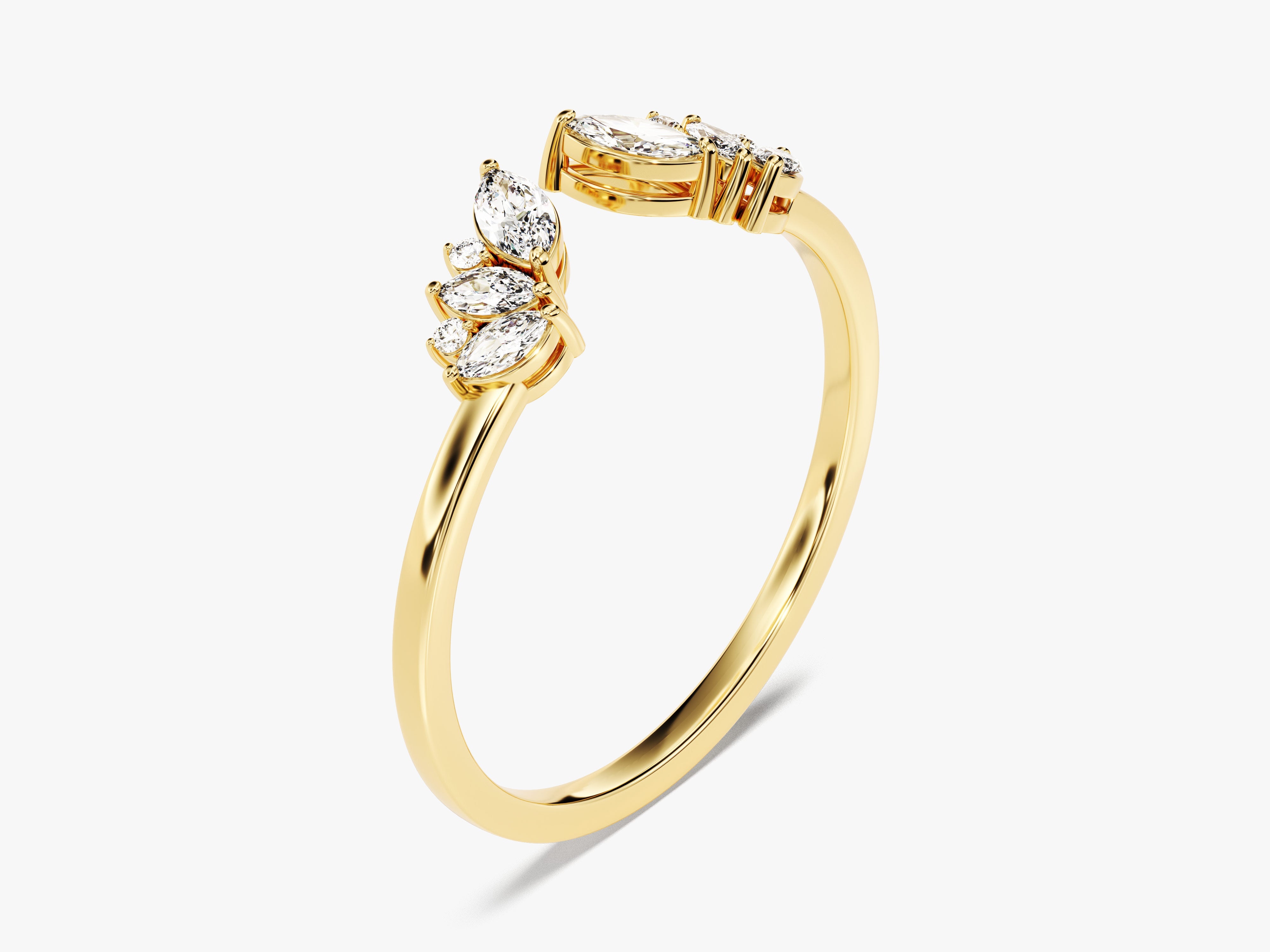 Gold ring with marquise and round diamonds