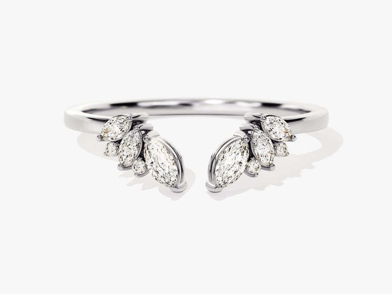 Open Marquise Cluster Moissanite Wedding Band