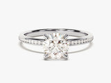 Round Cut Lab Grown Diamond Engagement Ring with Channel Set Sidestones (1.00 CT)