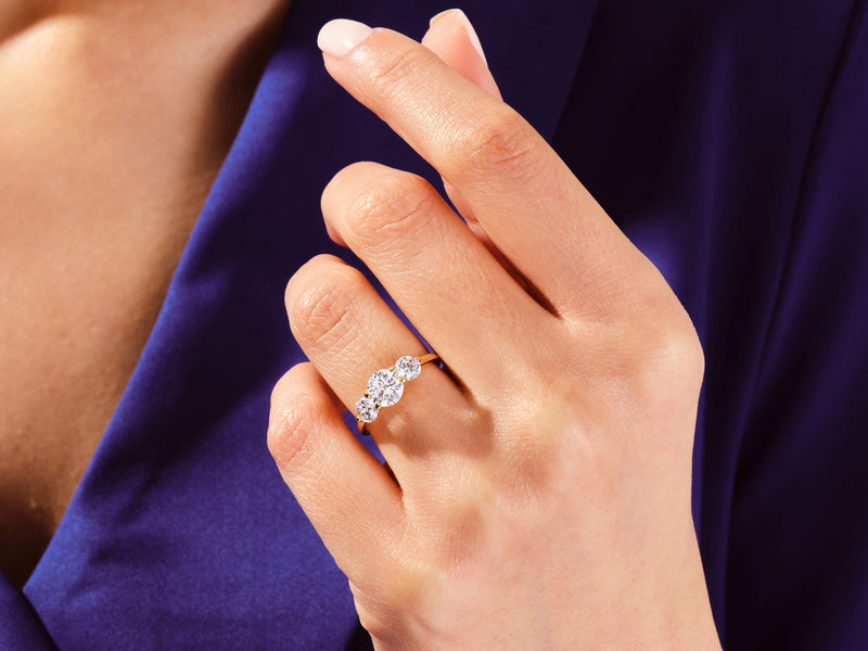 Round Cut Three Stone Lab Grown Diamond Engagement Ring (1.75 CT)