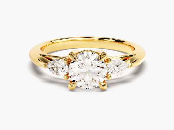 Three Stone Lab Grown Diamond Engagement Ring with Pear Cut Accents (2.00 CT)