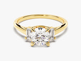 Three Stone Lab Grown Diamond Engagement Ring with Emerald Cut Accents (1.40 CT)
