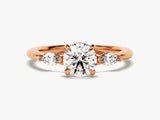 Three Stone Lab Grown Diamond Engagement Ring with Marquise Cut Accents (1.20 CT)