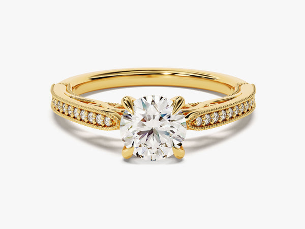 Vintage Inspired Lab Grown Diamond Engagement Ring with Adorned Cathedral (1.00 CT)