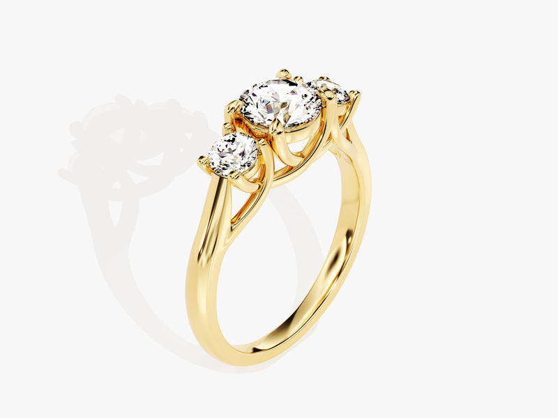 Trellis Three Stone Round Lab Grown Diamond Engagement Ring (1.50 CT TW)