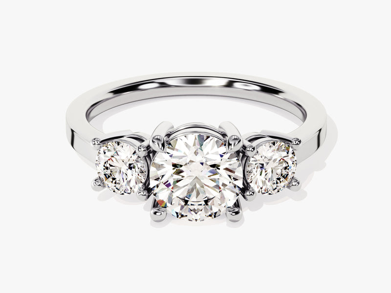Simple Cathedral Three Stone Round Moissanite Engagement Ring (1.50 CT TW)