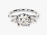 Simple Cathedral Three Stone Round Moissanite Engagement Ring (2.00 CT TW)