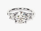 Simple Cathedral Three Stone Round Moissanite Engagement Ring (2.50 CT TW)