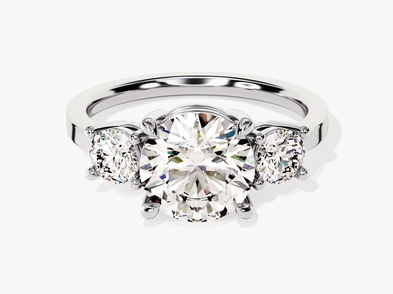 Simple Cathedral Three Stone Round Moissanite Engagement Ring (2.50 CT TW)