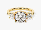 Simple Cathedral Three Stone Round Lab Grown Diamond Engagement Ring (2.50 CT TW)