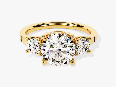 Simple Cathedral Three Stone Round Moissanite Engagement Ring (2.50 CT TW)