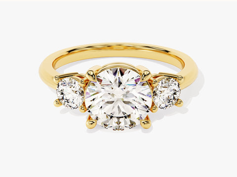 Classic Basket Set Three Stone Round Moissanite Engagement Ring (2.50 CT TW)