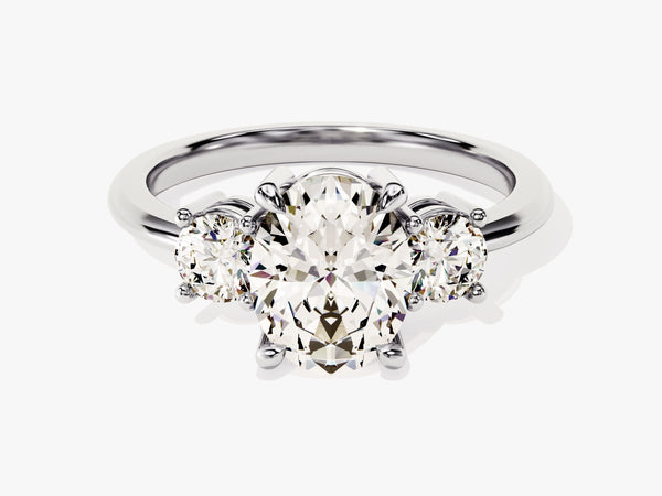 Classic Basket Set Three Stone Oval Moissanite Engagement Ring (2.50 CT TW)