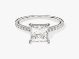 Princess Cut Lab Grown Diamond Engagement Ring with Pave Set Side Stones (1.50 CT)