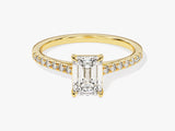 Emerald Cut Lab Grown Diamond Engagement Ring with Pave Set Side Stones (1.00 CT)