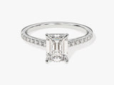 Emerald Cut Lab Grown Diamond Engagement Ring with Pave Set Side Stones (1.50 CT)