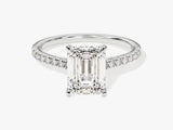 Emerald Cut Lab Grown Diamond Engagement Ring with Pave Set Side Stones (2.00 CT)