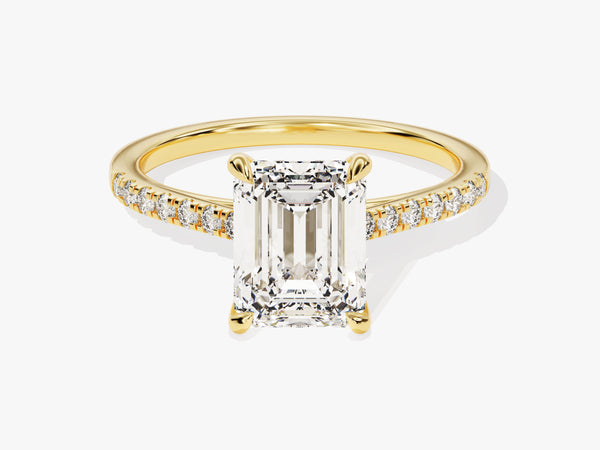 Emerald Cut Lab Grown Diamond Engagement Ring with Pave Set Side Stones (2.00 CT)