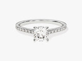 Cushion Cut Lab Grown Diamond Engagement Ring with Pave Set Side Stones (1.00 CT)