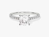 Cushion Cut Lab Grown Diamond Engagement Ring with Pave Set Side Stones (1.50 CT)