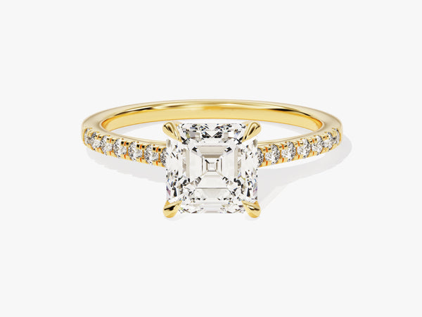 Asscher Cut Lab Grown Diamond Engagement Ring with Pave Set Side Stones (1.50 CT)