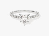 Heart Cut Lab Grown Diamond Engagement Ring with Pave Set Side Stones (1.00 CT)