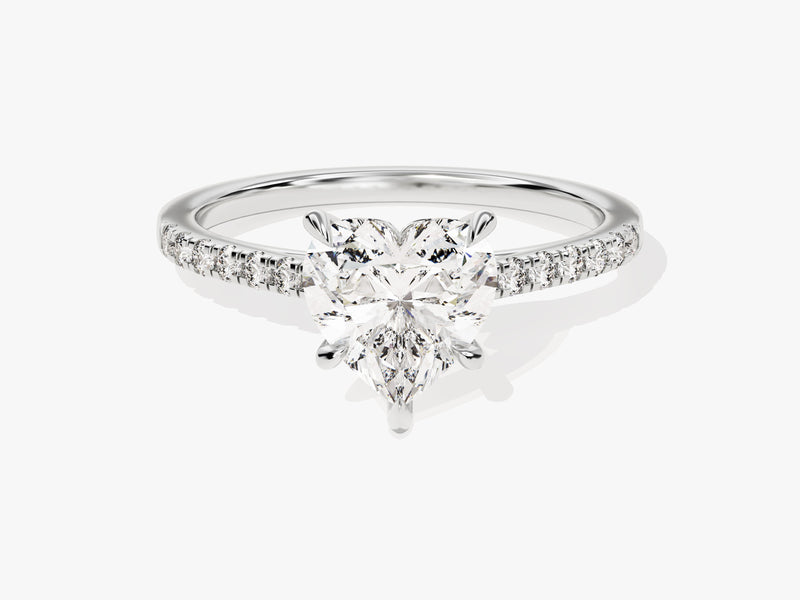 Heart Cut Lab Grown Diamond Engagement Ring with Pave Set Side Stones (1.50 CT)