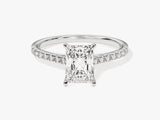 Radiant Cut Lab Grown Diamond Engagement Ring with Pave Set Side Stones (1.50 CT)