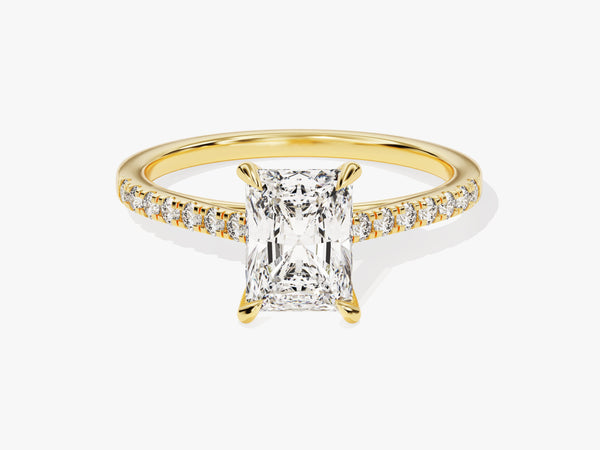 Radiant Cut Lab Grown Diamond Engagement Ring with Pave Set Side Stones (1.50 CT)