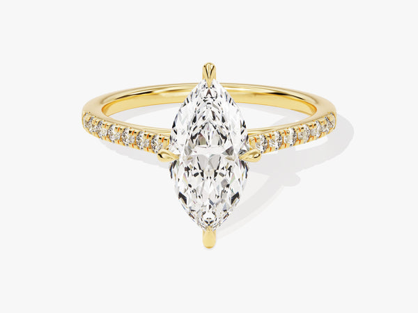 Marquise Cut Lab Grown Diamond Engagement Ring with Pave Set Side Stones (1.50 CT)