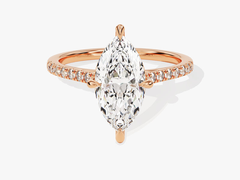 Marquise Cut Lab Grown Diamond Engagement Ring with Pave Set Side Stones (2.00 CT)