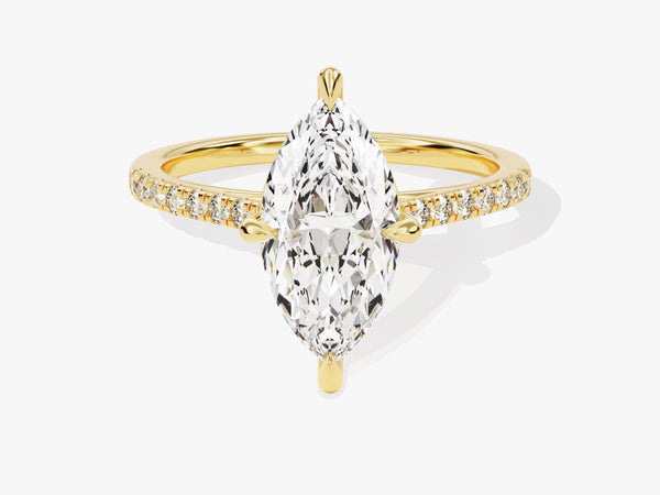 Marquise Cut Lab Grown Diamond Engagement Ring with Pave Set Side Stones (2.00 CT)