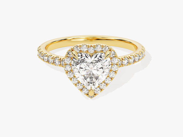 Heart Halo Lab Grown Diamond Engagement Ring with Pave Set Side Stones (1.00 CT)