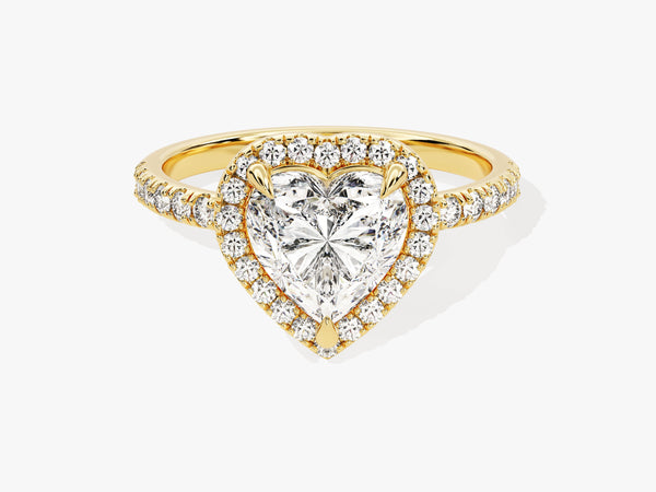 Heart Halo Lab Grown Diamond Engagement Ring with Pave Set Side Stones (1.50 CT)