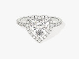 Heart Halo Lab Grown Diamond Engagement Ring with Pave Set Side Stones (2.00 CT)