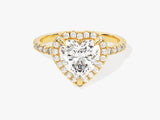 Heart Halo Lab Grown Diamond Engagement Ring with Pave Set Side Stones (2.00 CT)