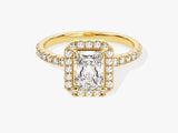 Radiant Halo Lab Grown Diamond Engagement Ring with Pave Set Side Stones (1.00 CT)