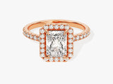 Radiant Halo Lab Grown Diamond Engagement Ring with Pave Set Side Stones (1.50 CT)