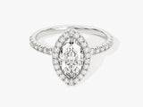 Marquise Halo Lab Grown Diamond Engagement Ring with Pave Set Side Stones (1.00 CT)