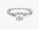 Oval Twisted Lab Grown Diamond Engagement Ring with Pave Set Side Stones (1.00 CT)