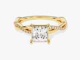 Princess Twisted Lab Grown Diamond Engagement Ring with Pave Set Side Stones (1.00 CT)