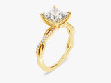 Princess Twisted Lab Grown Diamond Engagement Ring with Pave Set Side Stones (1.50 CT)