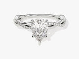 Pear Twisted Lab Grown Diamond Engagement Ring with Pave Set Side Stones (1.50 CT)