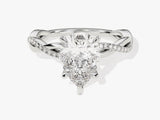 Pear Twisted Lab Grown Diamond Engagement Ring with Pave Set Side Stones (2.00 CT)