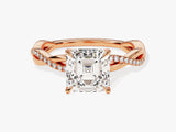 Asscher Twisted Lab Grown Diamond Engagement Ring with Pave Set Side Stones (2.00 CT)