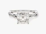 Asscher Twisted Lab Grown Diamond Engagement Ring with Pave Set Side Stones (2.00 CT)