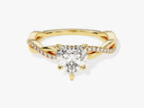 Heart Twisted Lab Grown Diamond Engagement Ring with Pave Set Side Stones (1.00 CT)