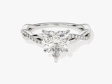 Heart Twisted Lab Grown Diamond Engagement Ring with Pave Set Side Stones (1.50 CT)